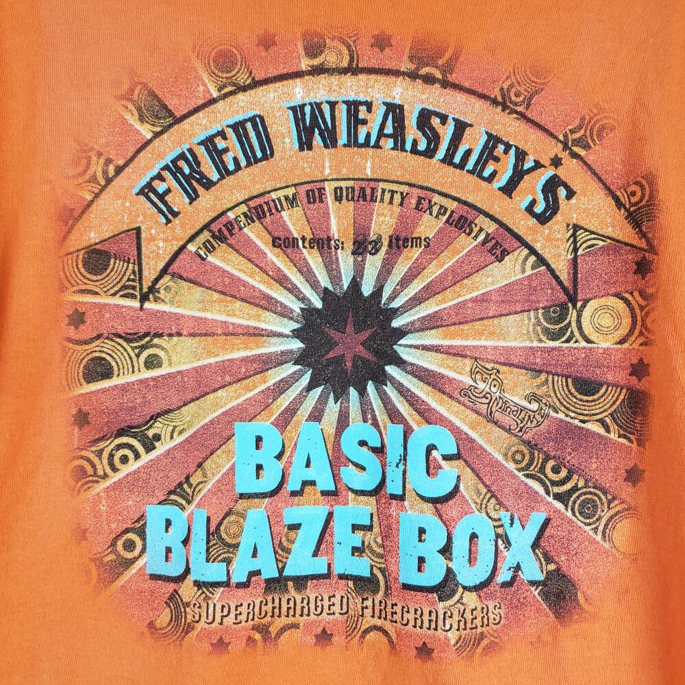 Harry Potter M Fred Weasley's Basic Blaze Box Graphic Tee Bright Orange Firework - Picture 2 of 6
